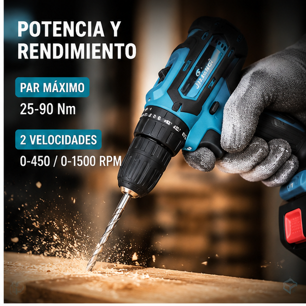 Taladro Inalámbrico 18V con 2 Baterías + 24 Accesorios