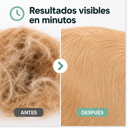 Antes y despues del cepillado para pelo enredado