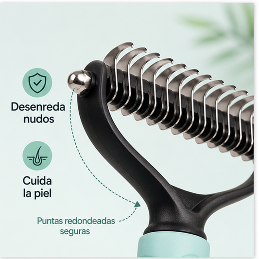 Detalle de dientes redondeados del cepillo corta nudos